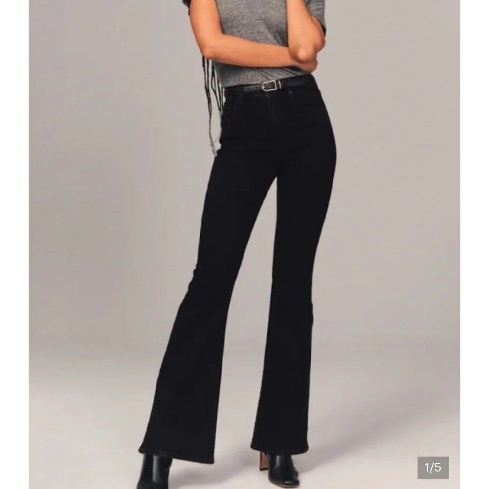 Abercrombie & Fitch The Flare Ultra High Rise Black Jeans Size 29/8 Short